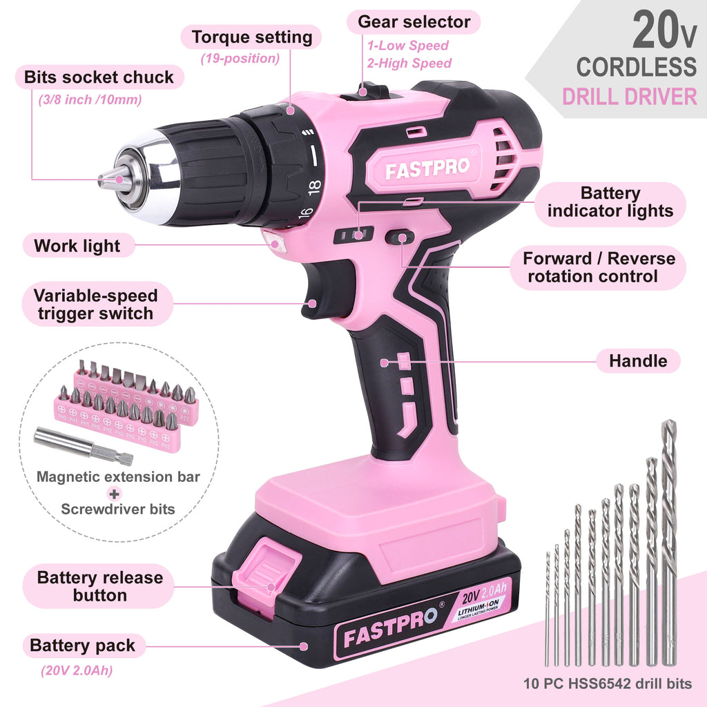 WorkPro 20V Cordless Drill Combo Kit, Drill Driver and Impact Driver