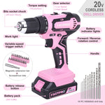 FASTPRO Pink Cordless Drill Driver Set, 1 Battery,20V Lithium-ion