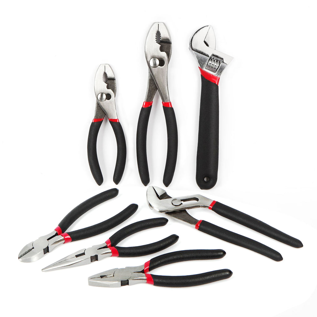 FASTPRO 7-Piece Utility Pliers and Wrench Set, Includes Slip Joint Pliers,  Long Nose Pliers, Diagonal Pliers, Groove Joint Pliers, Linesman Pliers and