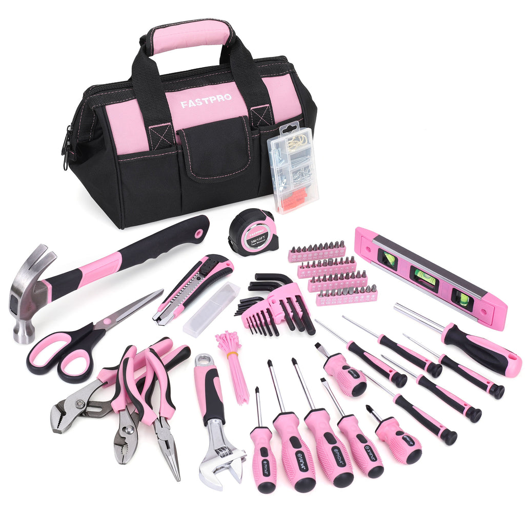 FASTPRO Pink Tool Set, 220-Piece Lady's Home Repairing Tool Kit with 1 –  FASTPRO TOOLS